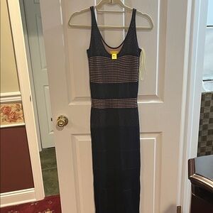 Catherine Malandrino Navy Mesh Maxi Dress